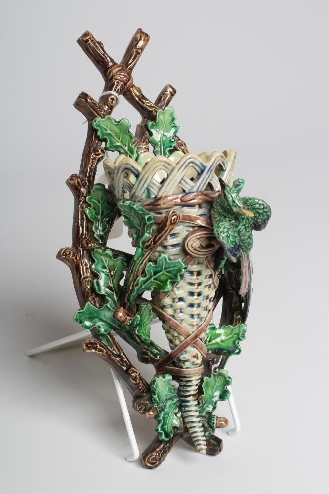 A CONTINENTAL MAJOLICA WALL POCKET Image