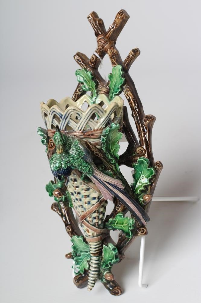 A CONTINENTAL MAJOLICA WALL POCKET Image