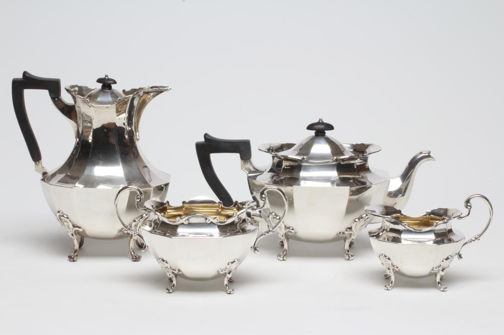A FOUR PIECE SILVER TEA AND COFFEE SERVICE Image