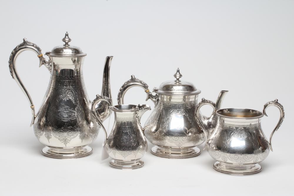 A VICTORIAN SILVER FOUR PIECE TEA AND COFFEE SERVICE Image