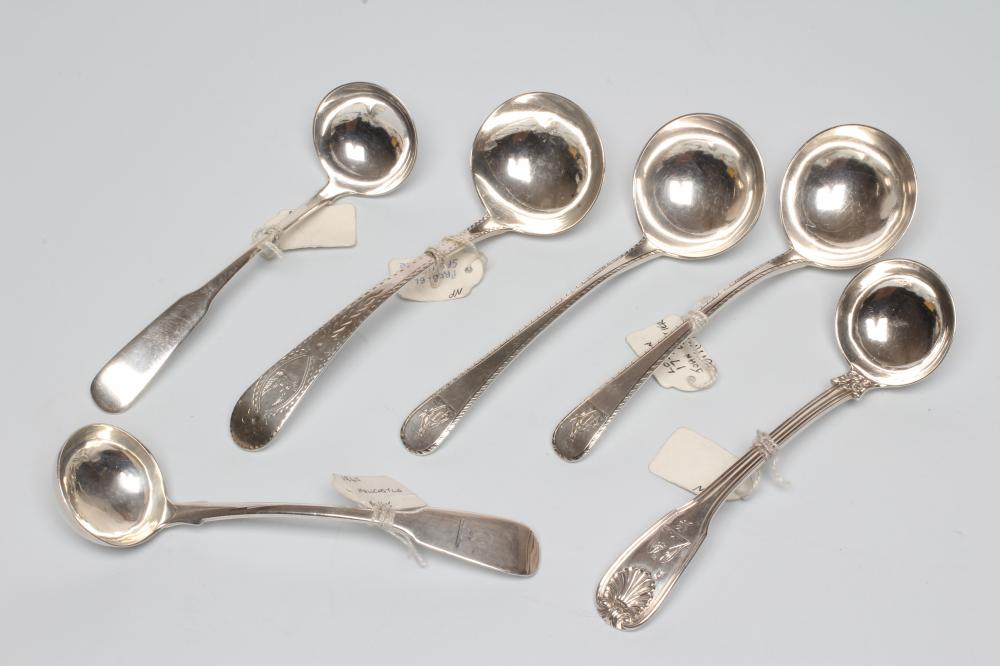 SIX GEORGE IV AND LATER SILVER LADLES Image