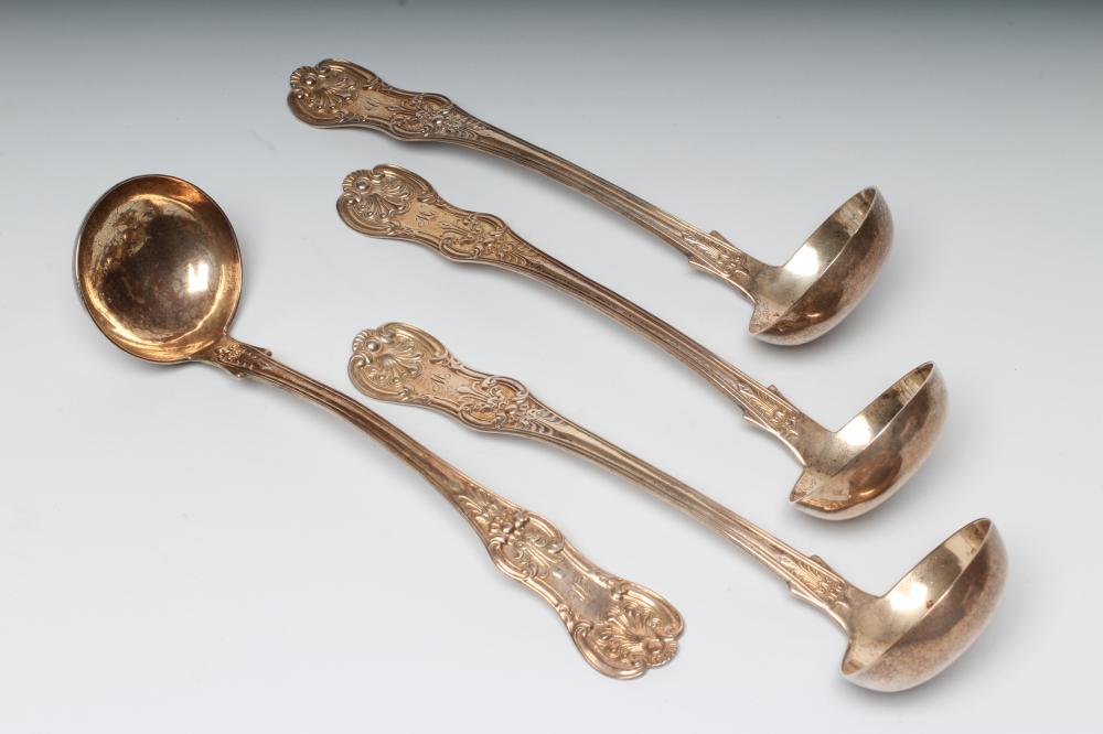 A SET OF FOUR EARLY VICTORIAN SCOTTISH SILVER TODDY LADLES Image