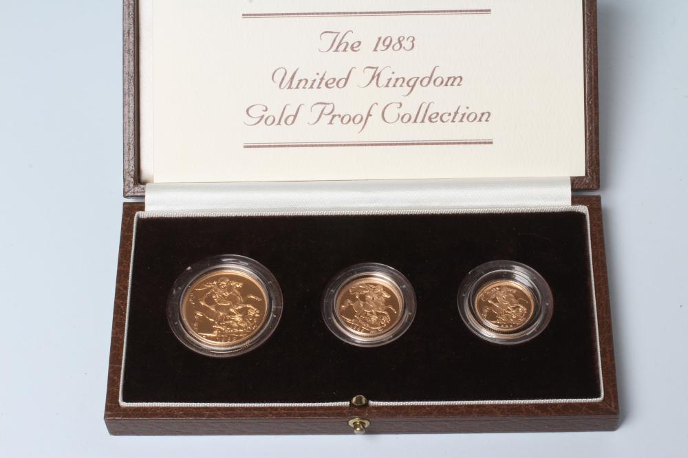 AN ELIZABETH II GOLD PROOF THREE COIN COLLECTION Image