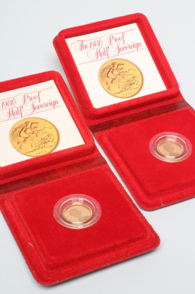 TWO ELIZABETH II HALF SOVEREIGNS Image