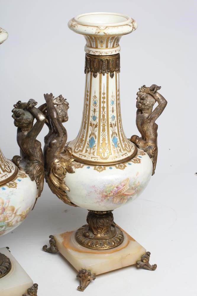 A LARGE PAIR OF FRENCH PORCELAIN GARNITURE VASES Image