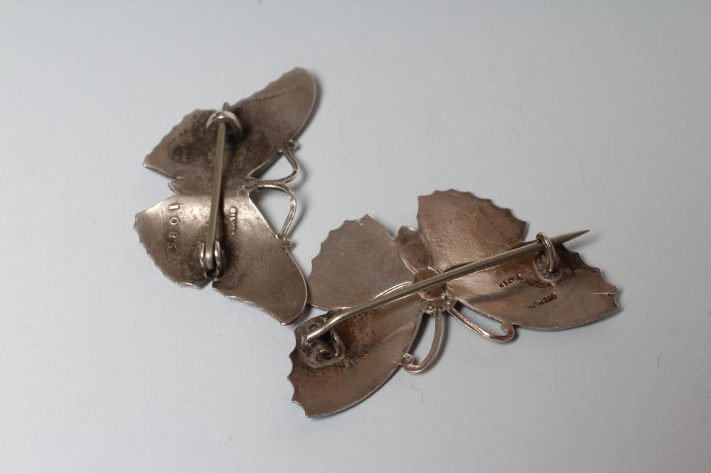 TWO SILVER AND ENAMEL BUTTERFLY BROOCHES Image