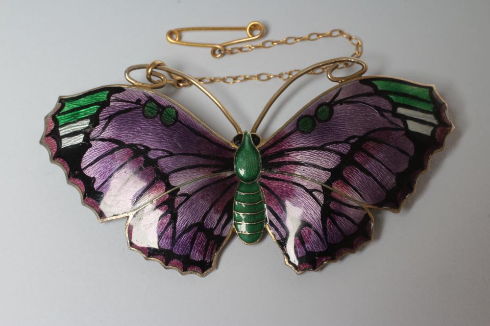 A SILVER GILT AND ENAMEL BUTTERFLY BROOCH Image