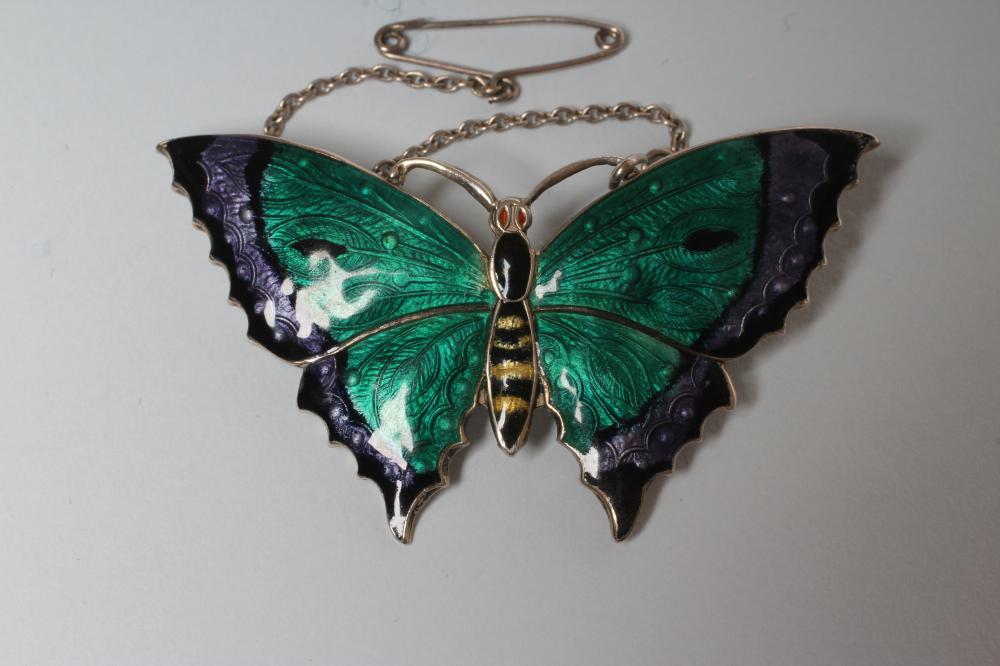 A SILVER AND ENAMEL BUTTERFLY BROOCH Image