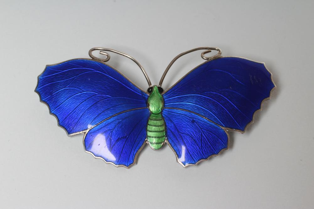 A SILVER AND ENAMEL BUTTERFLY BROOCH Image