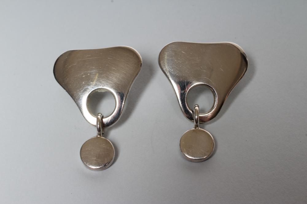 A PAIR OF GEORG JENSEN SILVER CLIP EARRINGS Image