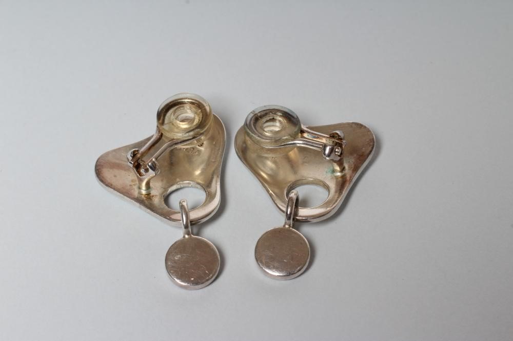 A PAIR OF GEORG JENSEN SILVER CLIP EARRINGS Image
