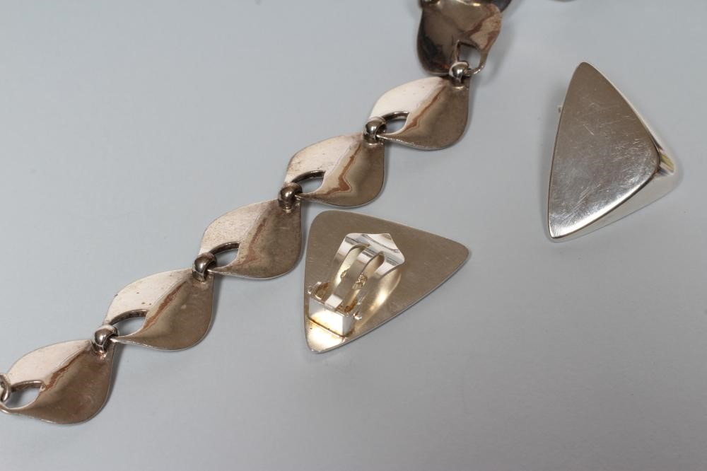A PAIR OF GEORG JENSEN SILVER CLIP EARRINGS of triangular form Image