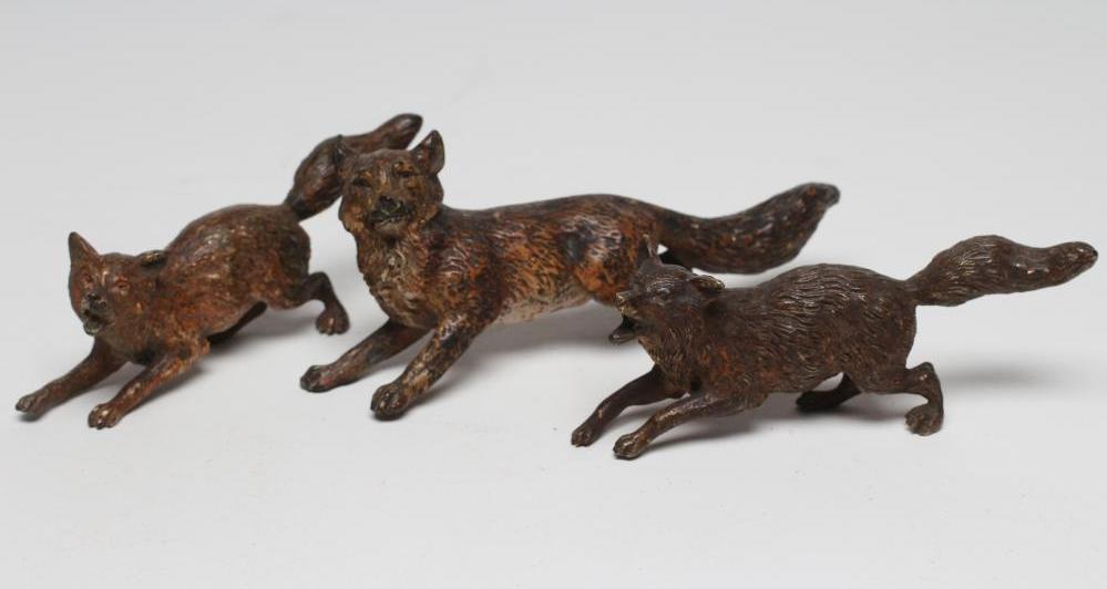 THREE VIENNA STYLE BRONZE FOXES Image