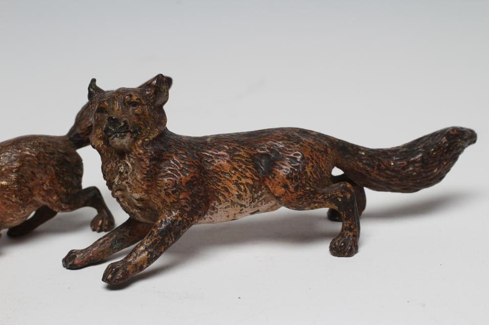 THREE VIENNA STYLE BRONZE FOXES Image
