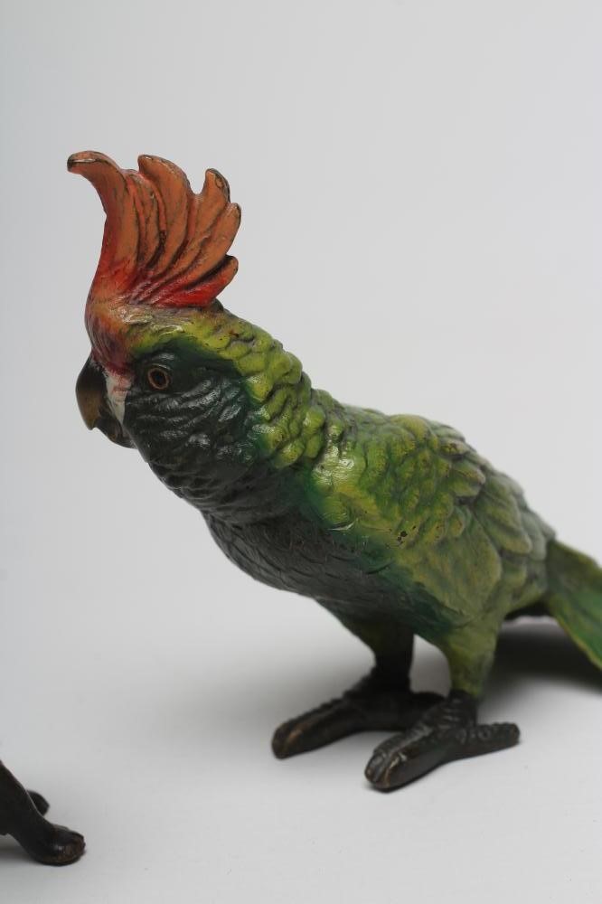 A BERGMANN STYLE BRONZE PARROT with red crest and green feathers Image