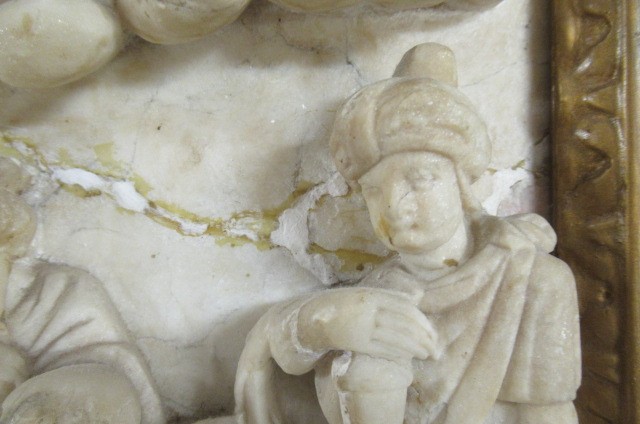 A EUROPEAN ALABASTER RELIEF PLAQUE The Adoration of the Magi Image