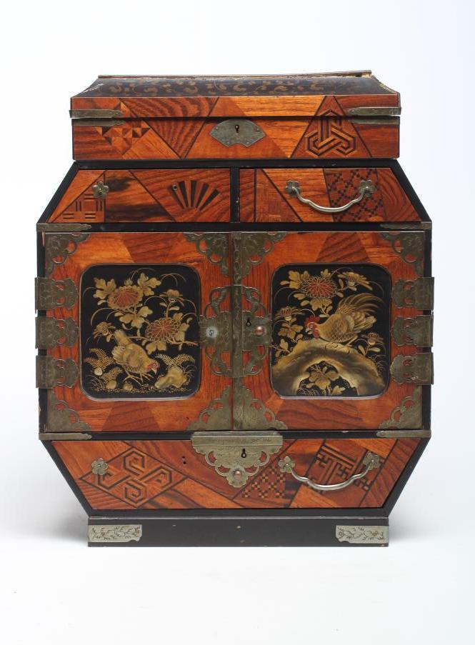 A JAPANESE SPECIMEN WOOD PARQUETRY TABLE CABINET Image