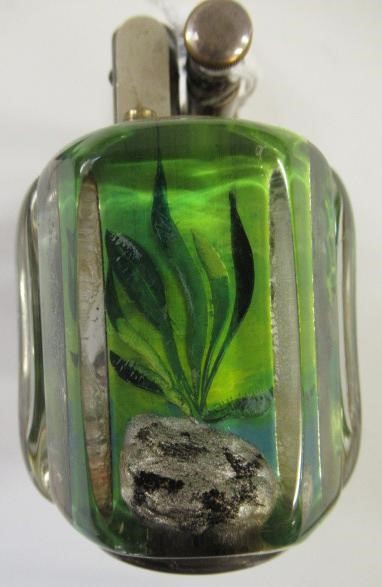 A DUNHILL LUCITE AQUARIUM TABLE LIGHTER by Margaret Bennett Image