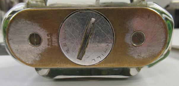 A DUNHILL LUCITE AQUARIUM TABLE LIGHTER by Margaret Bennett Image