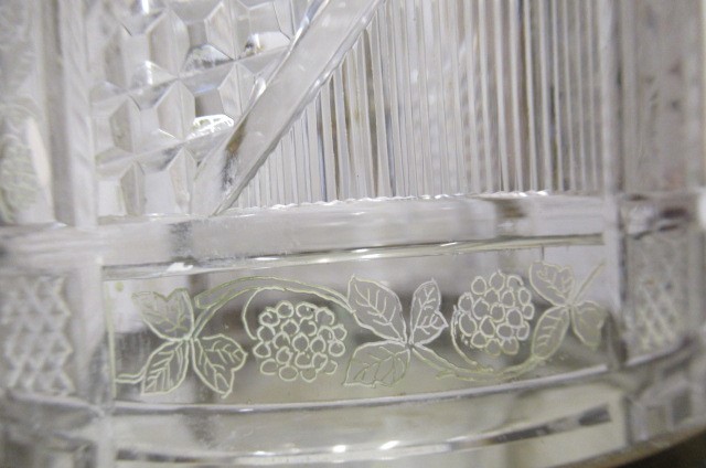 A VICTORIAN BRASS AND GLASS PATENT OIL LAMP of cylindrical form Image