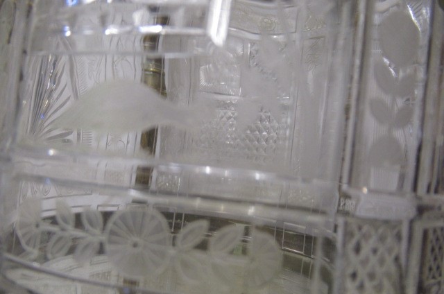 A VICTORIAN BRASS AND GLASS PATENT OIL LAMP of cylindrical form Image