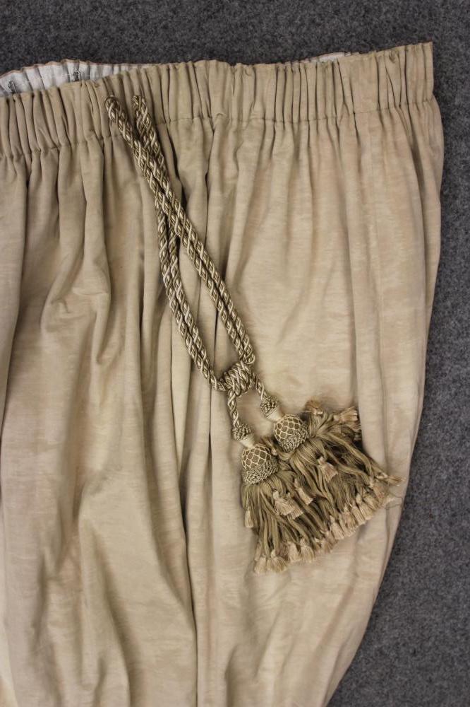 TWO LARGE PAIRS OF CHAMPAGNE SILK CURTAINS Image