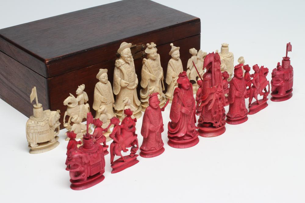 A CANTON IVORY CHESS SET Image