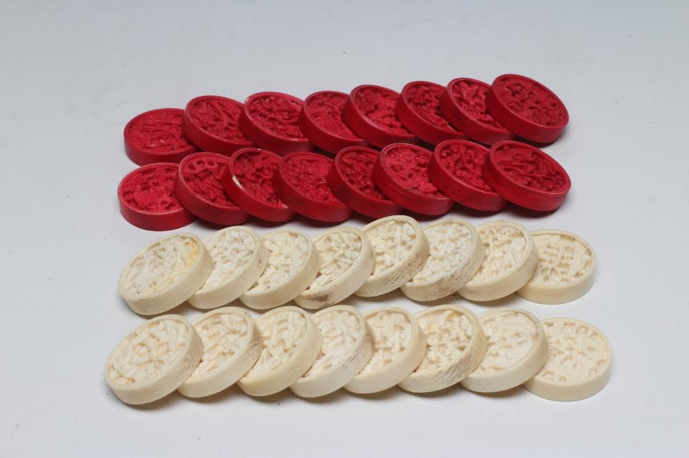 A SET OF CANTONESE IVORY DRAUGHTS Image