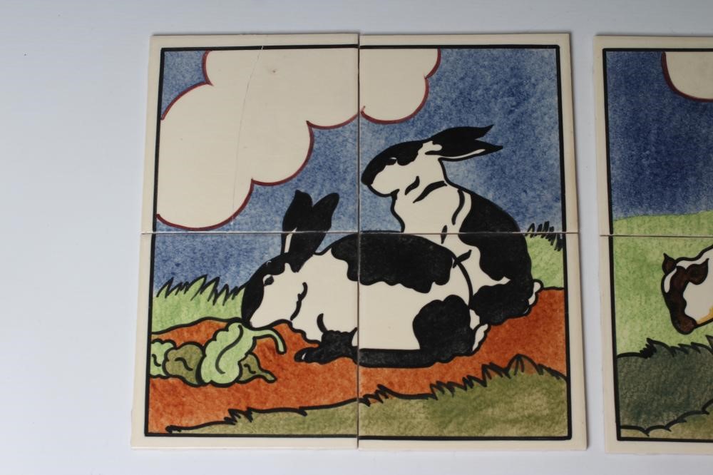 TWO CARTER'S POOLE POTTERY "FARMYARD SERIES" TILE PANELS - "EWE AND LAMB" Image