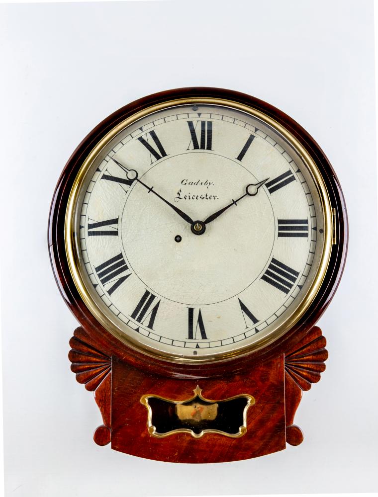 A MAHOGANY DROP DIAL WALL TIME PIECE signed Gadsby Image