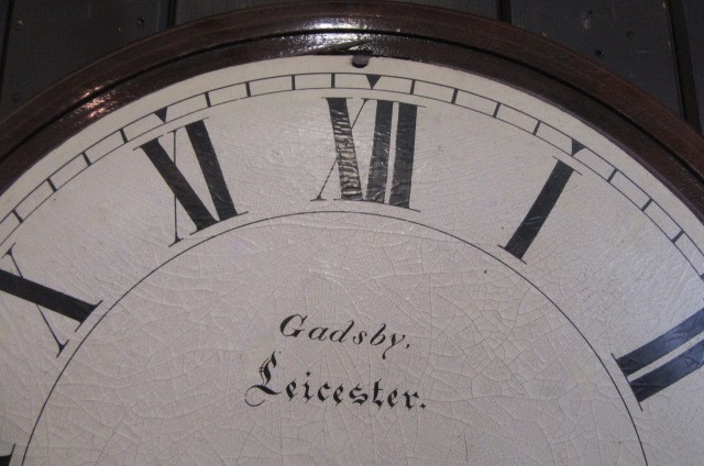 A MAHOGANY DROP DIAL WALL TIME PIECE signed Gadsby Image