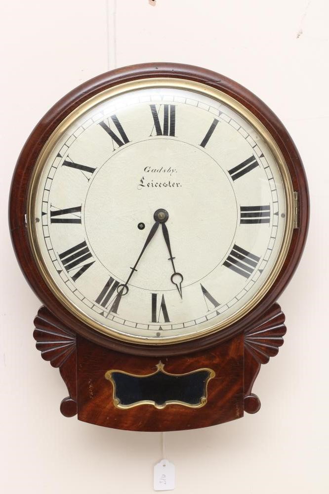 A MAHOGANY DROP DIAL WALL TIME PIECE signed Gadsby Image