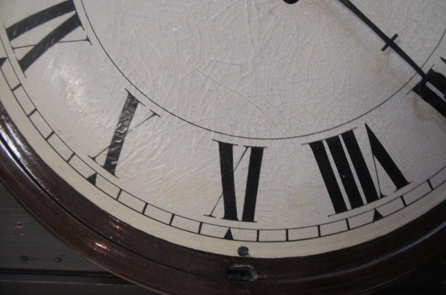 A MAHOGANY DROP DIAL WALL TIME PIECE signed Gadsby Image