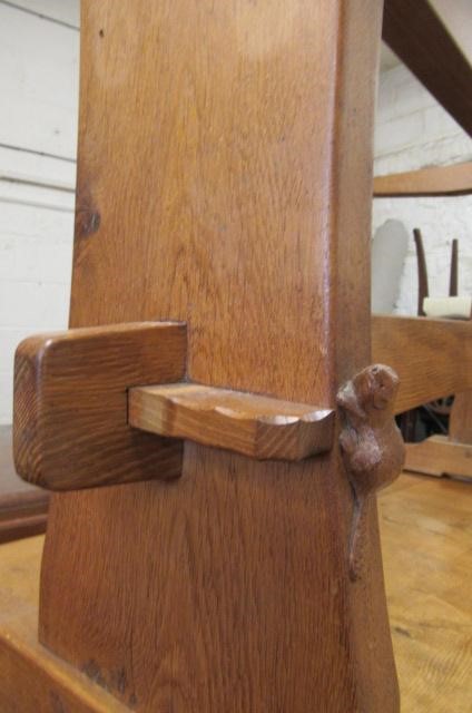 A COLIN ALMACK ADZED OAK DINING SUITE comprising multi panelled sideboard Image