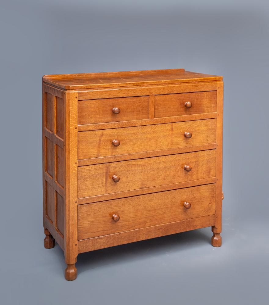 A ROBERT THOMPSON ADZED OAK CHEST Image