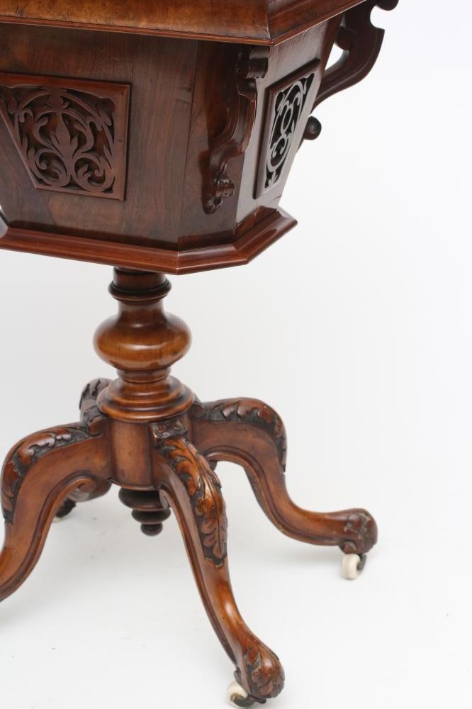 A VICTORIAN BURR WALNUT WORK TABLE of oblong form Image