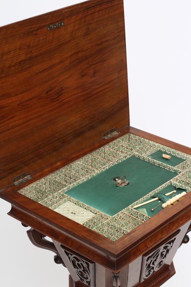 A VICTORIAN BURR WALNUT WORK TABLE of oblong form Image