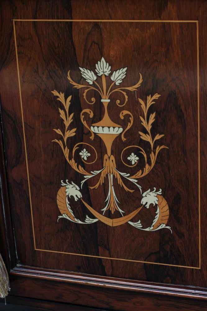 A LATE VICTORIAN ROSEWOOD AND MARQUETRY DISPLAY CORNER CUPBOARD Image
