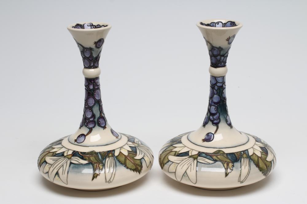 A PAIR OF MOORCROFT JUNEBERRY "YACHT" VASES Image