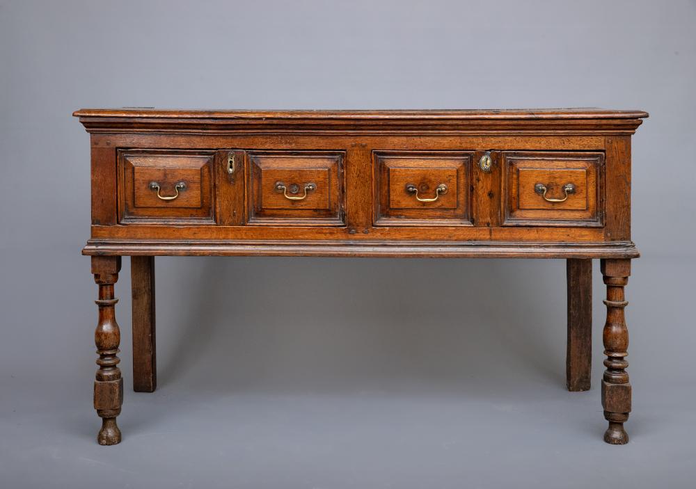 A JOINED OAK LOW DRESSER Image