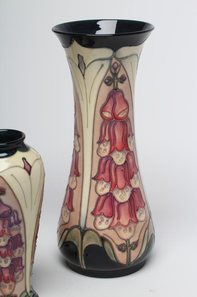 FOUR MOORCROFT FOXGLOVE VASES designed by Rachel Bishop Image