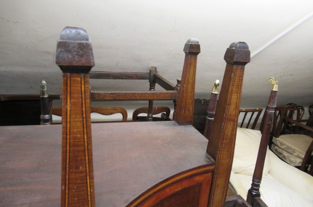 A LATE VICTORIAN SHERATON REVIVAL ROSEWOOD AND MARQUETRY WRITING TABLE Image