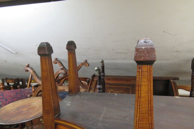 A LATE VICTORIAN SHERATON REVIVAL ROSEWOOD AND MARQUETRY WRITING TABLE Image