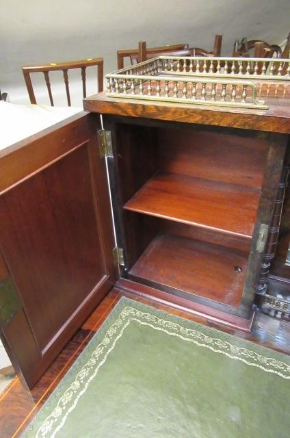 A LATE VICTORIAN SHERATON REVIVAL ROSEWOOD AND MARQUETRY WRITING TABLE Image