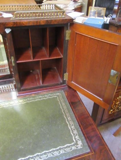 A LATE VICTORIAN SHERATON REVIVAL ROSEWOOD AND MARQUETRY WRITING TABLE Image