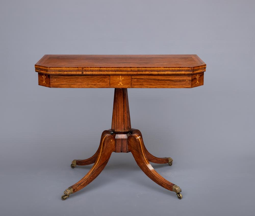 A REGENCY ROSEWOOD FOLDING CARD TABLE Image