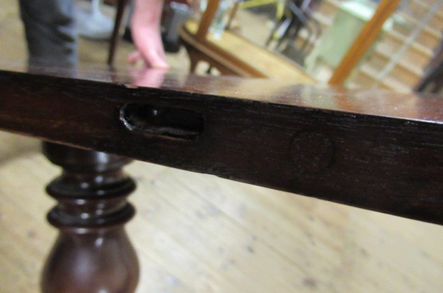 A WILLIAM IV MAHOGANY TWIN PEDESTAL DINING TABLE with a single leaf Image
