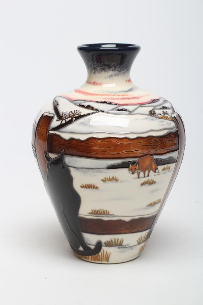A  MOORCROFT WHO GOES THERE? WOODSIDE FARM VASE Image