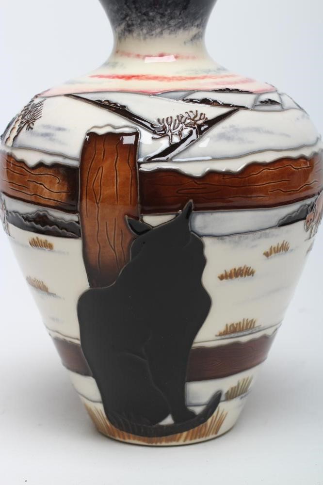 A  MOORCROFT WHO GOES THERE? WOODSIDE FARM VASE Image