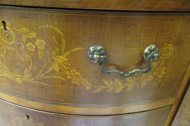 AN EDWARDIAN MAHOGANY AND MARQUETRY SIDE CABINET stamped Edwards & Roberts Image